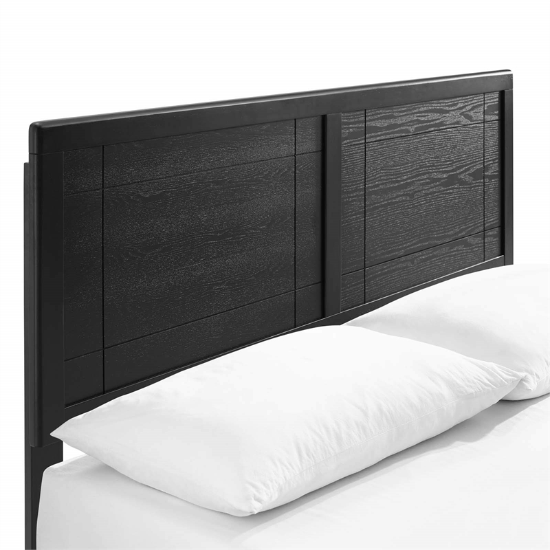 Modway Marlee Full Wood Platform Bed with Splayed Legs in Black