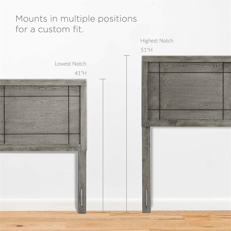 Modway Marlee Full Wood Platform Bed with Splayed Legs in Gray