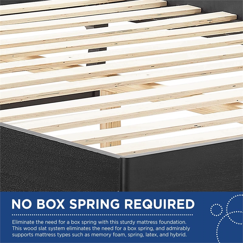 Modway Sierra Cane Rattan and Wood Full Platform Bed with Angular Legs in Black