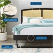 Modway Sierra Cane Rattan and Wood Full Platform Bed with Angular Legs in Black