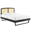 Modway Sierra Cane Rattan and Wood Full Platform Bed with Angular Legs in Black