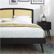 Modway Sierra Cane Rattan and Wood Full Platform Bed with Splayed Legs in Black