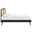 Modway Sierra Cane Rattan and Wood Full Platform Bed with Splayed Legs in Black
