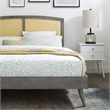 Modway Sierra Cane Rattan and Wood Full Platform Bed with Splayed Legs in Gray