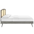 Modway Sierra Cane Rattan and Wood Full Platform Bed with Splayed Legs in Gray