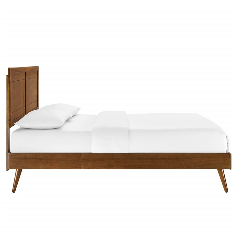 Modway Marlee King Wood Platform Bed with Splayed Legs in Walnut