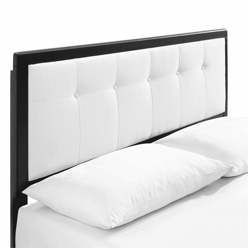 Modway Willow Full Wood Platform Bed with Angular Frame in Black/White