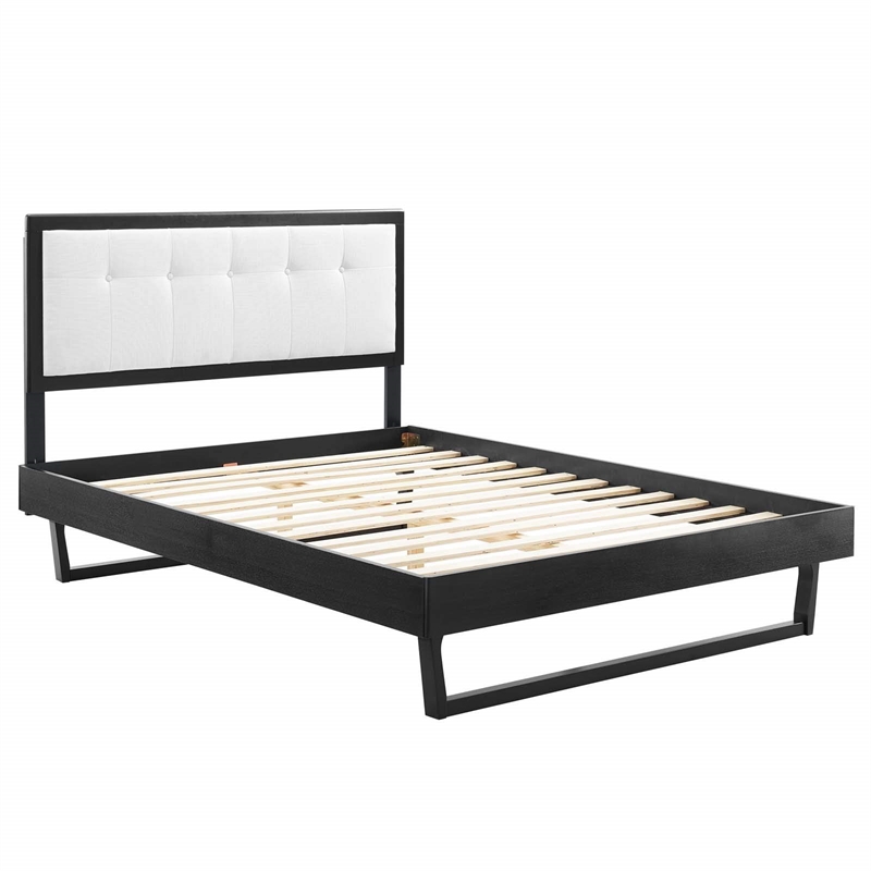 Modway Willow Full Wood Platform Bed with Angular Frame in Black/White