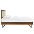 Modway Willow King Wood Platform Bed with Angular Frame in Walnut/Beige