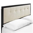 Modway Willow King Wood Platform Bed with Splayed Legs in Black/Beige