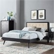 Modway Willow King Wood Platform Bed with Splayed Legs in Black/Beige