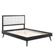 Modway Willow King Wood Platform Bed with Splayed Legs in Black/White