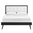 Modway Willow King Wood Platform Bed with Splayed Legs in Black/White