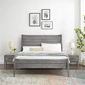 Modway Georgia 3-Piece Rubberwood and MDF King Bedroom Set in Gray