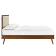 Modway Willow King Wood Platform Bed with Splayed Legs in Walnut/Beige