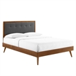 Modway Willow King Wood Platform Bed with Splayed Legs in Walnut/Charcoal