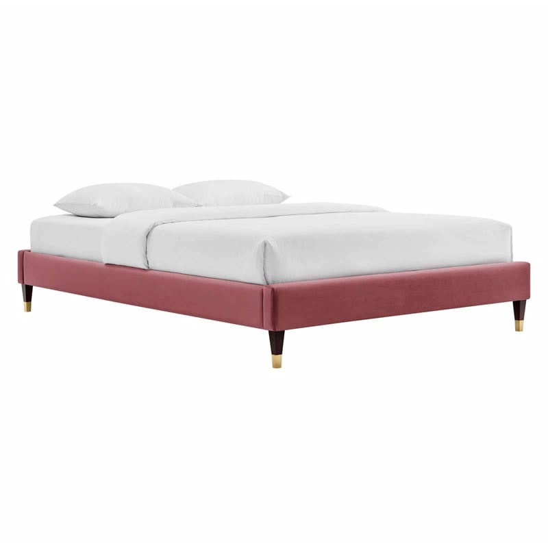 Modway Elise Twin Modern Performance Velvet Platform Bed - Dusty Rose Pink