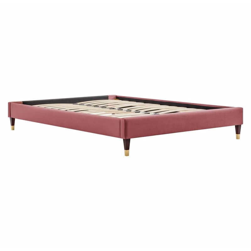 Modway Elise Twin Modern Performance Velvet Platform Bed - Dusty Rose Pink