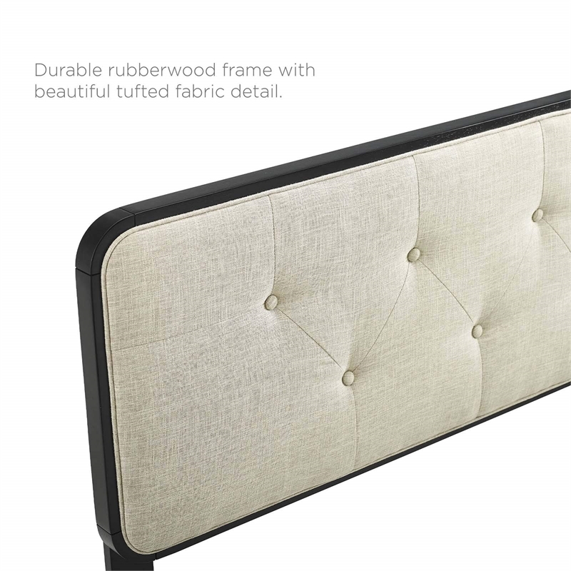 Modway Bridgette Full Wood Platform Bed with Angular Frame in Black/Beige