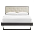 Modway Bridgette Full Wood Platform Bed with Angular Frame in Black/Beige