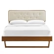 Modway Bridgette Twin Wood Platform Bed with Angular Frame in Walnut/Beige
