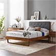 Modway Bridgette Twin Wood Platform Bed with Angular Frame in Walnut/Charcoal