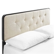 Modway Bridgette Full Wood Platform Bed with Splayed Legs in Black/Beige
