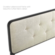 Modway Bridgette Full Wood Platform Bed with Splayed Legs in Black/Beige