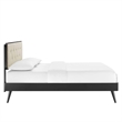 Modway Bridgette Full Wood Platform Bed with Splayed Legs in Black/Beige