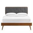 Modway Bridgette Full Wood Platform Bed with Splayed Legs in Walnut/Charcoal