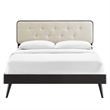Modway Bridgette King Wood Platform Bed with Splayed Legs in Black/Beige