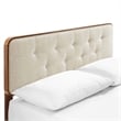 Modway Bridgette King Wood Platform Bed with Splayed Legs in Walnut/Beige
