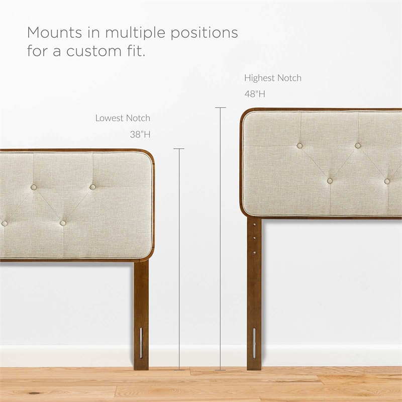 Modway Bridgette King Wood Platform Bed with Splayed Legs in Walnut/Beige