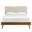 Modway Bridgette Twin Wood Platform Bed with Splayed Legs in Walnut/Beige