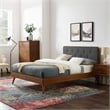 Modway Bridgette Twin Wood Platform Bed with Splayed Legs in Walnut/Charcoal