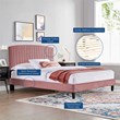 Modway Alessi Modern Performance Velvet Queen Platform Bed in Dusty Rose