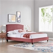 Modway Alessi Modern Performance Velvet Queen Platform Bed in Dusty Rose