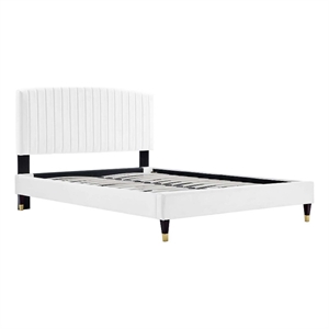 Modway Alessi Modern Performance Velvet Queen Platform Bed in White