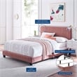 Modway Celine Channel Tufted Performance Velvet King Bed in Dusty Rose