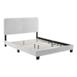 Modway Celine Channel Tufted Performance Velvet Twin Platform Bed in Light Gray