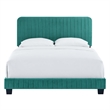 Modway Celine Channel Tufted Performance Velvet Twin Platform Bed in Teal Green