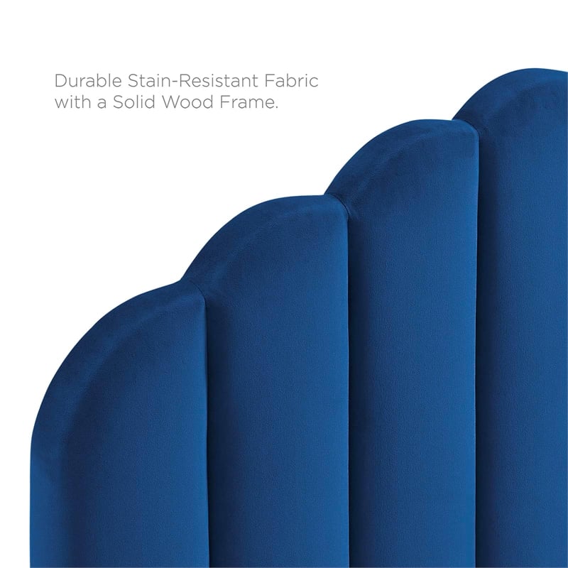 Modway Daisy Modern Performance Velvet Queen Platform Bed in Navy