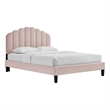 Modway Daisy Modern Performance Velvet Queen Platform Bed in Pink