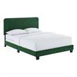 Modway Celine Channel Tufted Performance Velvet Full Bed in Emerald Green