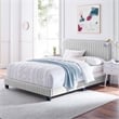 Modway Celine Channel Tufted Performance Velvet Full Bed in Light Gray