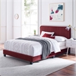 Modway Celine Channel Tufted Performance Velvet Full Bed in Maroon Red