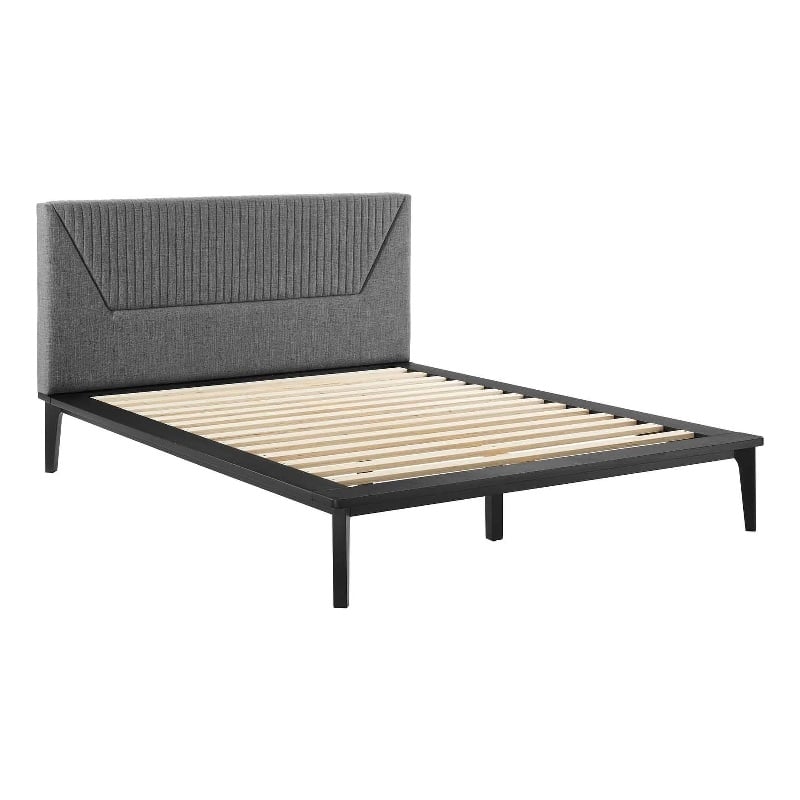 Modway Dakota Upholstered Polyester Fabric Queen Platform Bed in Black/Gray