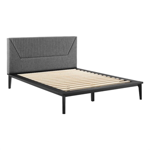Modway Dakota Upholstered Polyester Fabric Queen Platform Bed in Black/Gray