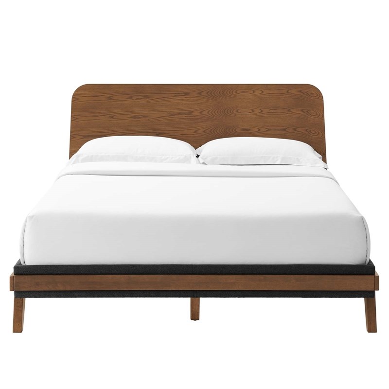 Modway Dylan Modern Style MDF Wood Queen Platform Bed in Walnut