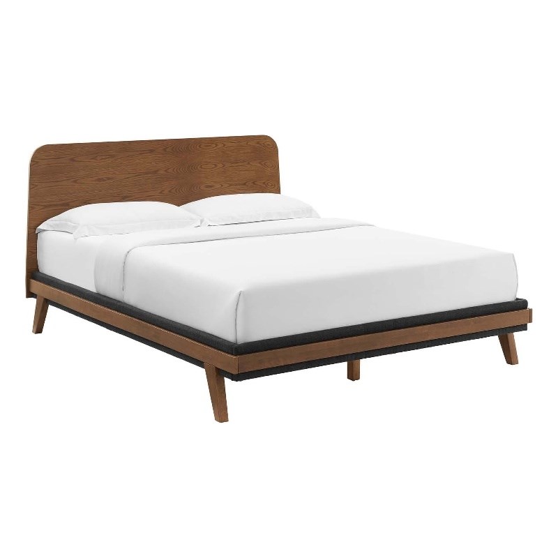 Modway Dylan Modern Style MDF Wood Queen Platform Bed in Walnut
